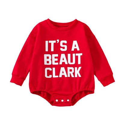 FYBITBO My First Christmas Baby Girl Boy Outfit Sweatshirt Romper Sweater Onesie Long Sleeve Bodysuit Fall Clothes (it's a beaut clark red onesie,12-18 Months)