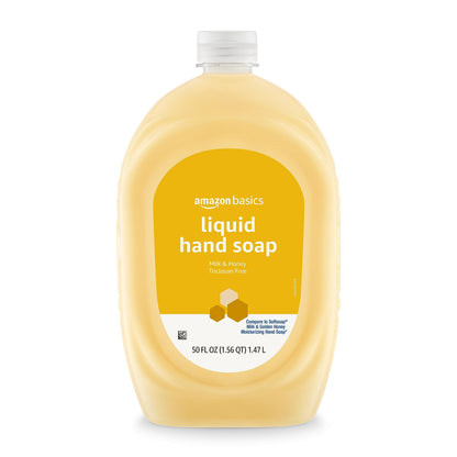 Amazon Basics Liquid Hand Soap Refill, Milk and Honey Scent, Triclosan-free, 50 Fluid Ounces, Pack of 1