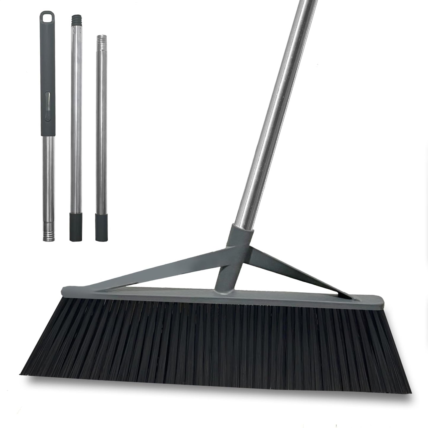 Xifando 17.7inch Wide Large Broom for Sweeping Indoor or Outdoor, Whole Length 57inch Long Handle Heavy Duty Broom with Soft Bristle