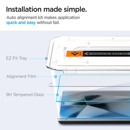 Spigen Tempered Glass Screen Protector [GlasTR EZ Fit] designed for Galaxy S25 Plus | Galaxy S24 Plus [Case Friendly] - 2 Pack