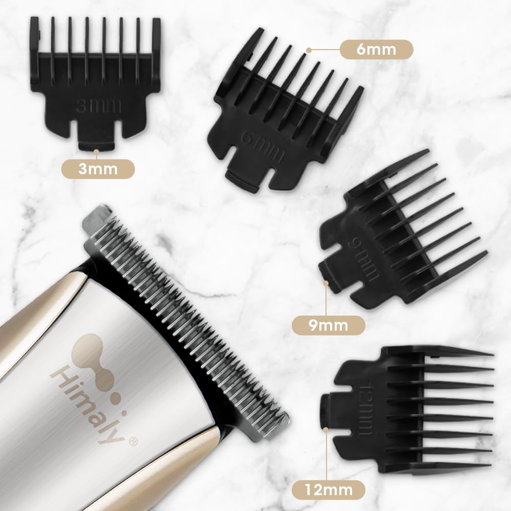 Himaly Rechargeable Hair Clippers, Professional Electric Cordless Hair Clippers Beard Trimmer Cordless Grooming Kit with 4 Guide Combs for Men and Women