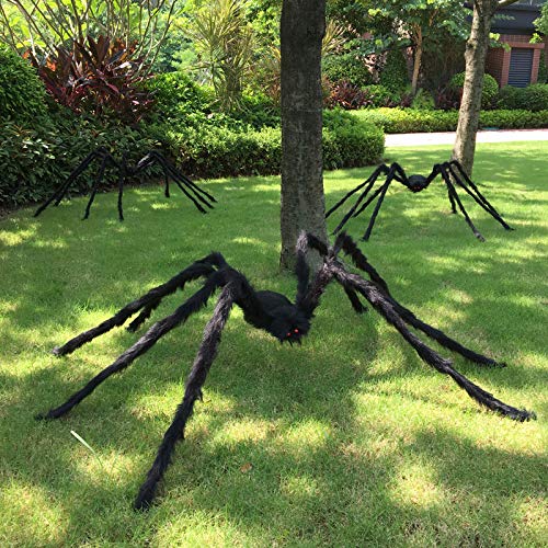 Giant Spider Decoration, Halloween Decorations Outdoor Large Spider Props 6.6 FT 200CM, Scary Halloween Spider Decoration, Black Furry Hairy Big Spider Decoration - Black