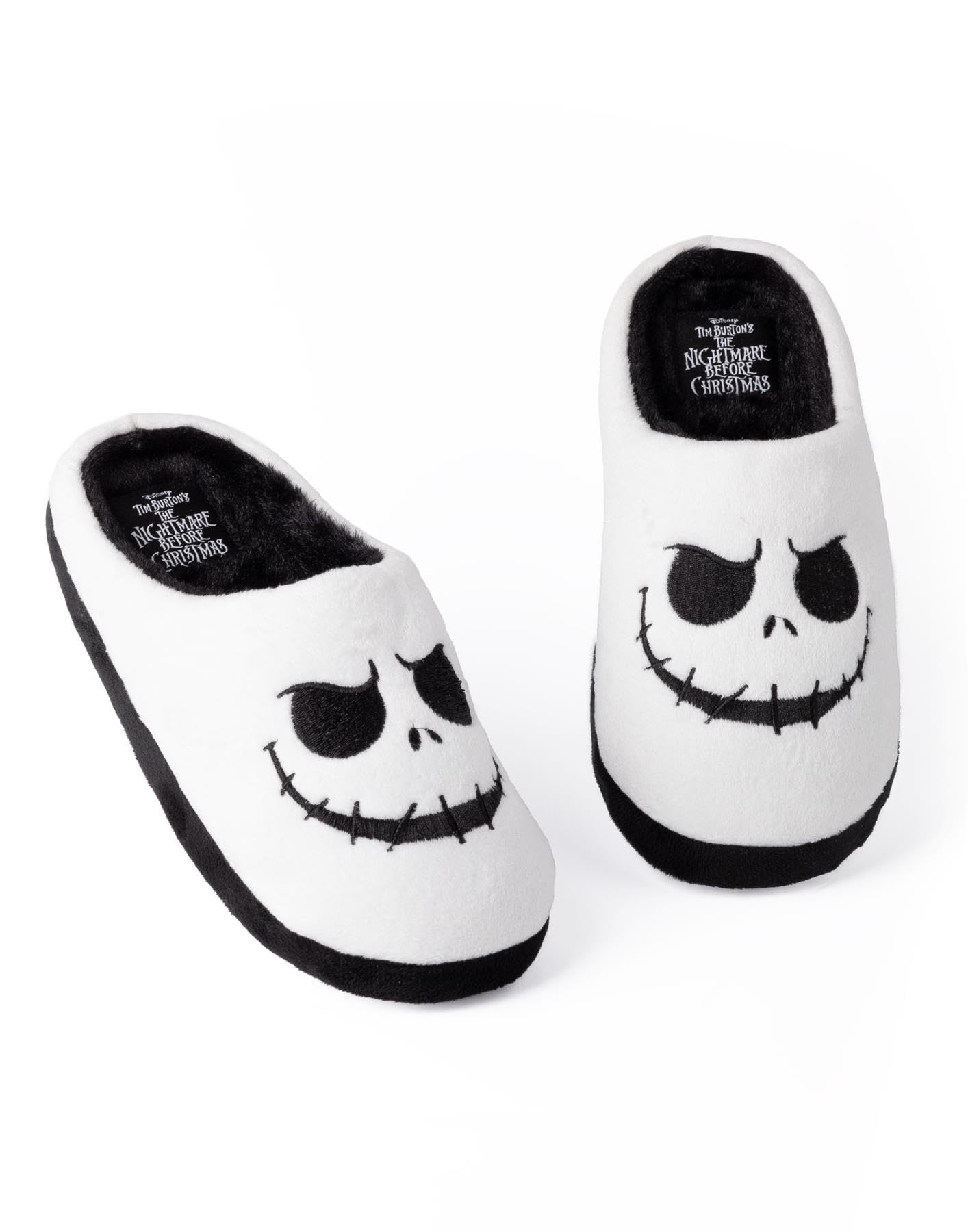 Disney The Nightmare Before Christmas Womens Slippers | Ladies Jack Skellington Halloween Footwear | Xmas Holiday Loungewear