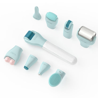 10 in 1 Derma Roller Kit, 0.25mm Microneedling Roller Microneedle Derma Roller with, Facial Beauty Roller Skin Care Tools, 10 Replaceable Heads and Storage Case