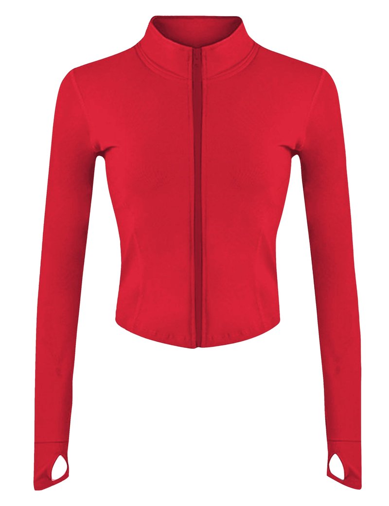 Lviefent Womens Lightweight Full Zip Running Track Jacket Workout Slim Fit Yoga Sportwear with Thumb Holes (DeepRed-M)