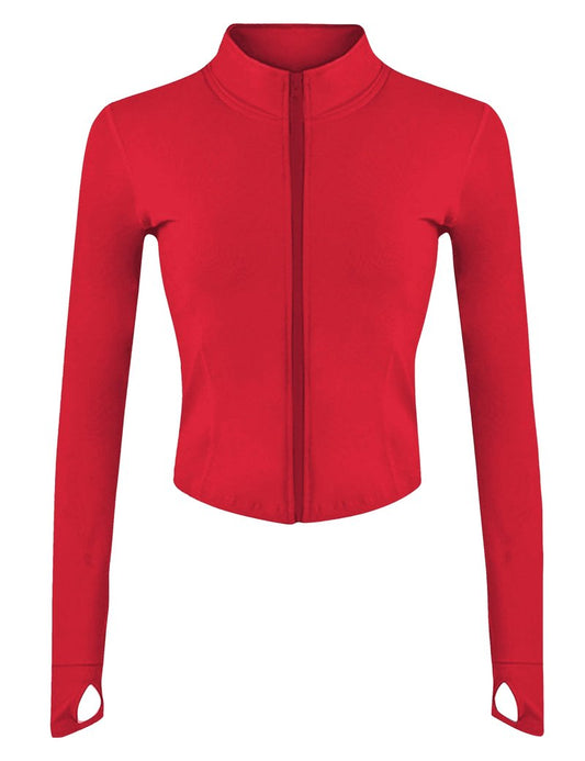 Lviefent Womens Lightweight Full Zip Running Track Jacket Workout Slim Fit Yoga Sportwear with Thumb Holes (DeepRed-M)