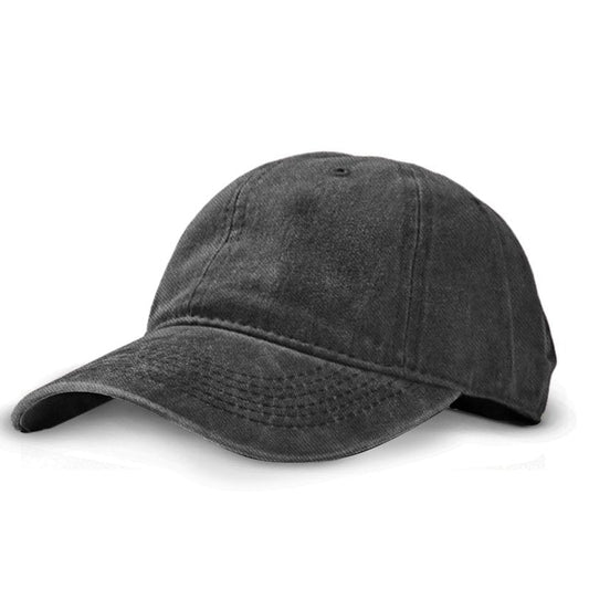 Unisex Vintage Washed Baseball Cap | Low Profile Soft Top Unstructured Cotton Baseball Cap | Adjustable Size Buckle for Women Men - Black