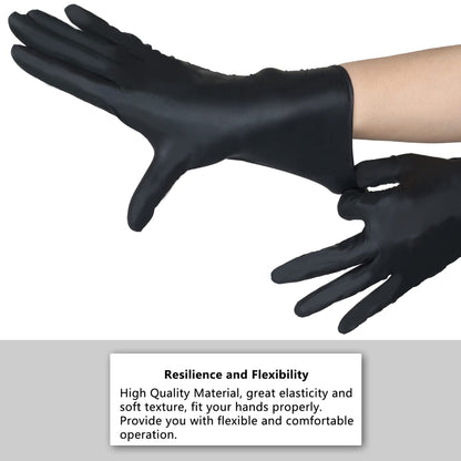 akgk Nitrile Gloves, 100 Pcs Disposable Black Nitrile Gloves Large, Cleaning Gloves for Cooking, Household & More, Powder-Free, Latex-Free