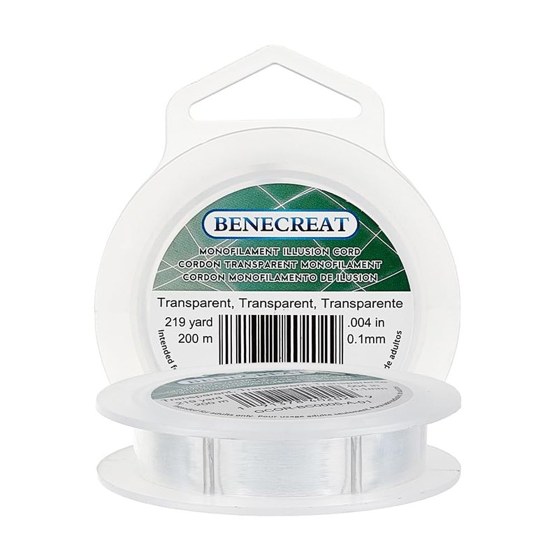 BENECREAT 200m (0.1mm) Nylon Beading Thread – Strong & Invisible Jewelry Making Wire for Bracelets, Necklaces, Fishing, Hanging Decor – Soft, Flexible Craft String for Beads & DIY Projects