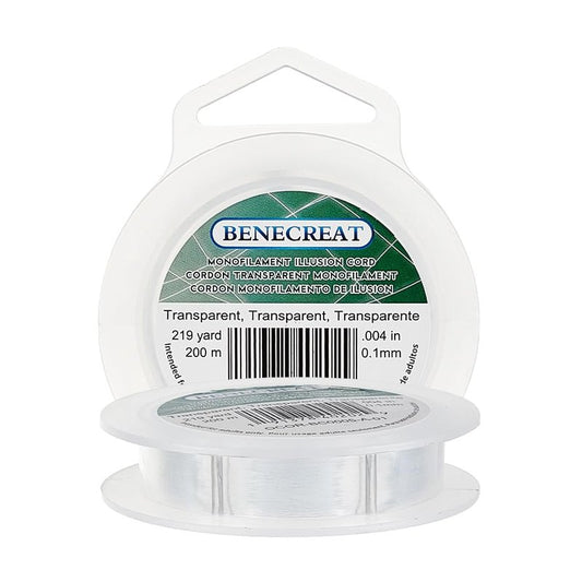 BENECREAT 200m (0.1mm) Nylon Beading Thread – Strong & Invisible Jewelry Making Wire for Bracelets, Necklaces, Fishing, Hanging Decor – Soft, Flexible Craft String for Beads & DIY Projects