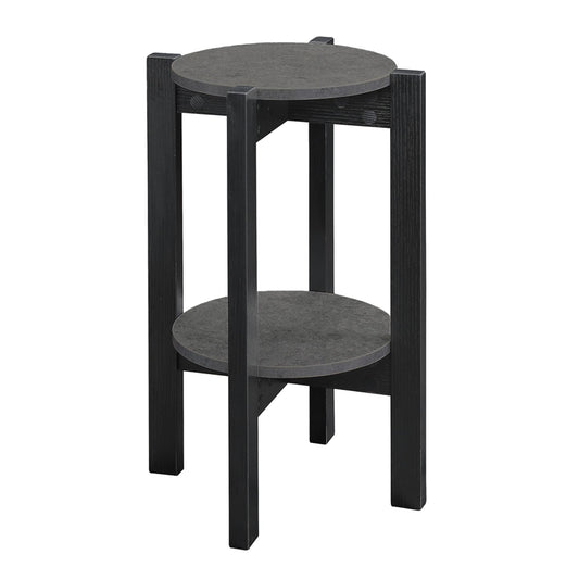 Convenience Concepts Newport Medium Plant Stand, Faux Cement / Black