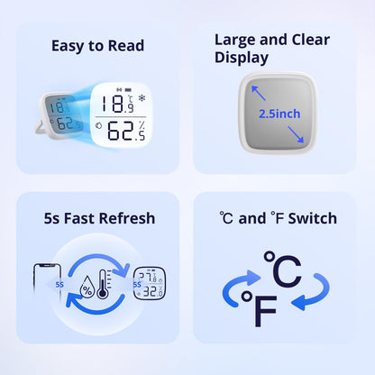 2 Pack SONOFF SNZB-02D Zigbee LCD Smart Temperature Humidity Sensor,for Remote Monitoring and Home Automation, Wireless Thermometer Hygrometer, Works with Alexa/Google Home, Battery Is Included