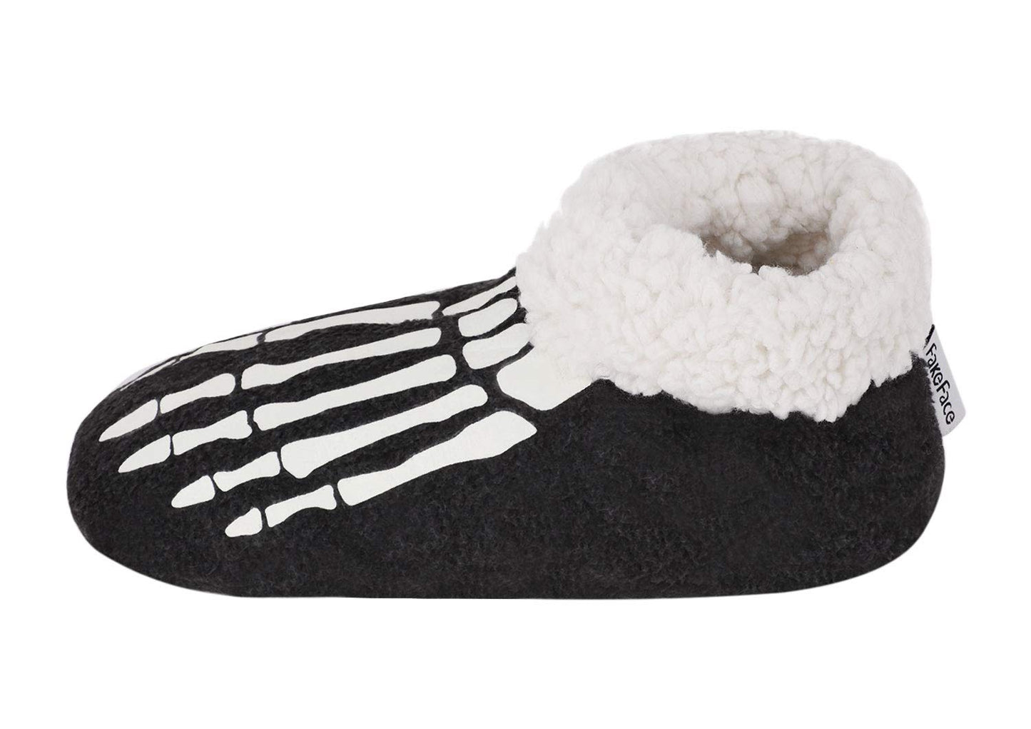 Memory Foam Fleece Indoor Slipper Socks Glow in The Dark Funny Skull Skeleton Halloween Slippers Home Ankle Bootie Socks Winter Warm Fuzzy Plush Non-Slip Bedroom Slippers House Shoes for Women Men