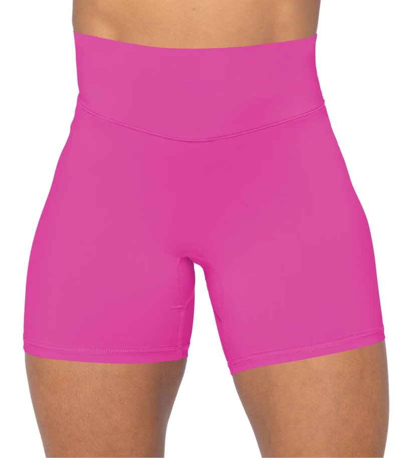 Sunzel No Front Seam High Waist Biker Shorts for Women, Squat Proof Yoga Workout Gym Bike Shorts 5" Inseam Hot Pink X-Large