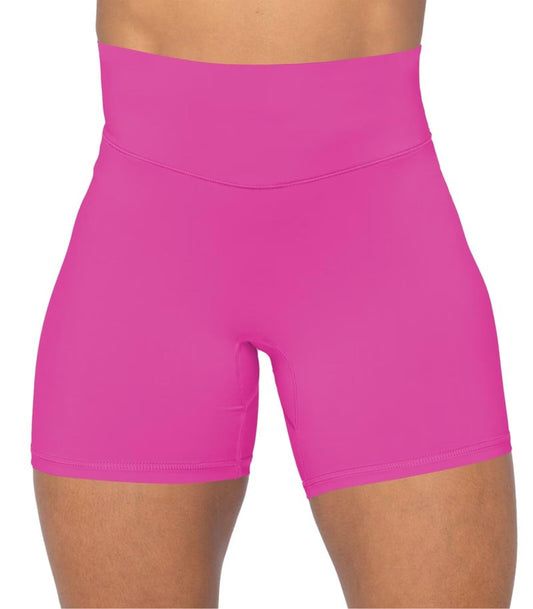 Sunzel No Front Seam High Waist Biker Shorts for Women, Squat Proof Yoga Workout Gym Bike Shorts 5" Inseam Hot Pink X-Large
