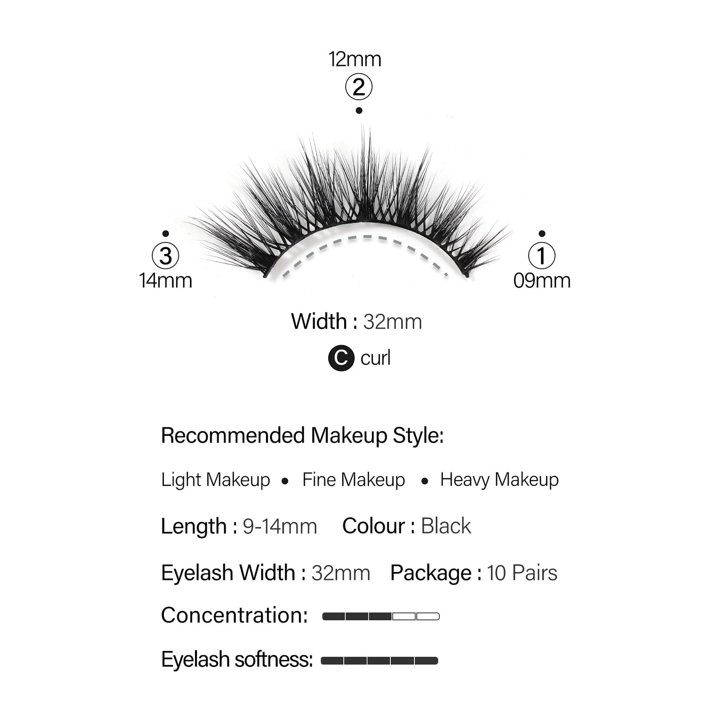 Happy Heartbeat 3D False Eyelashes Spiky Wispy Natural Cat Eye Manga Fluffy Soft Faux Mink lashes Reusable Short Fake Lashes 10 Pairs(H2)