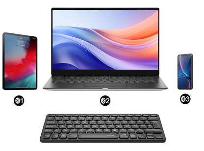 Arteck Universal Multi-Device Bluetooth Keyboard Ultra Slim and Compact Wireless Bluetooth Keyboard with Media Hotkeys for Windows iOS iPad OS Android Computer Desktop Laptop Surface Tablet Smartphone