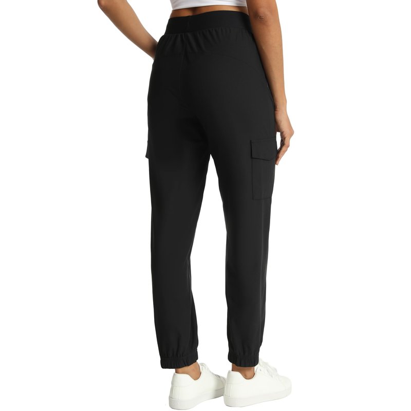 Rrosseyz Women's Cargo Pants with Pockets-Lightweight Quick Dry Water Resistant Hiking Pants for Travel Casual Athletic and Outdoor(Dark Black,L)