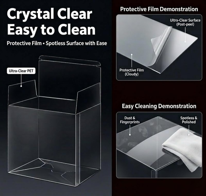 DEDC 4 Pack Clear Booster Box Case PET Plastic Protector Cases Storage Box with Lid for Booster Box Display Case for Collectors, 0.70mm Thick, (5.71x3.39x4.88 inch)