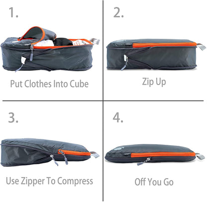 Cipway Compression Packing Cubes Set, Ultralight Expandable Travel Packing Organizers for Carry on Luggage (Grey 3pcs)