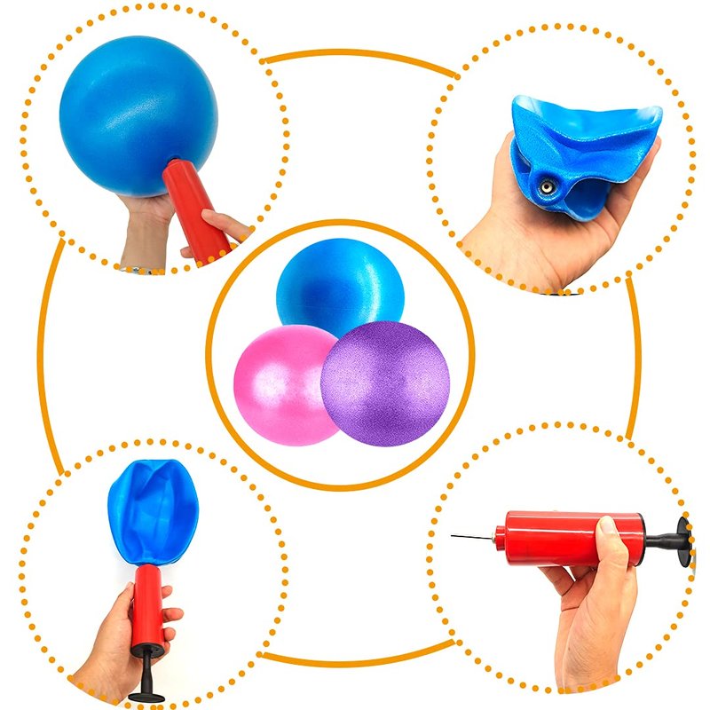 XIECCX Mini Yoga Balls 6 Inch Exercise Pilates Therapy Balance Micropore Ball Barre Equipment for Home Stability Training Physical Core Training with Pump(Blue)
