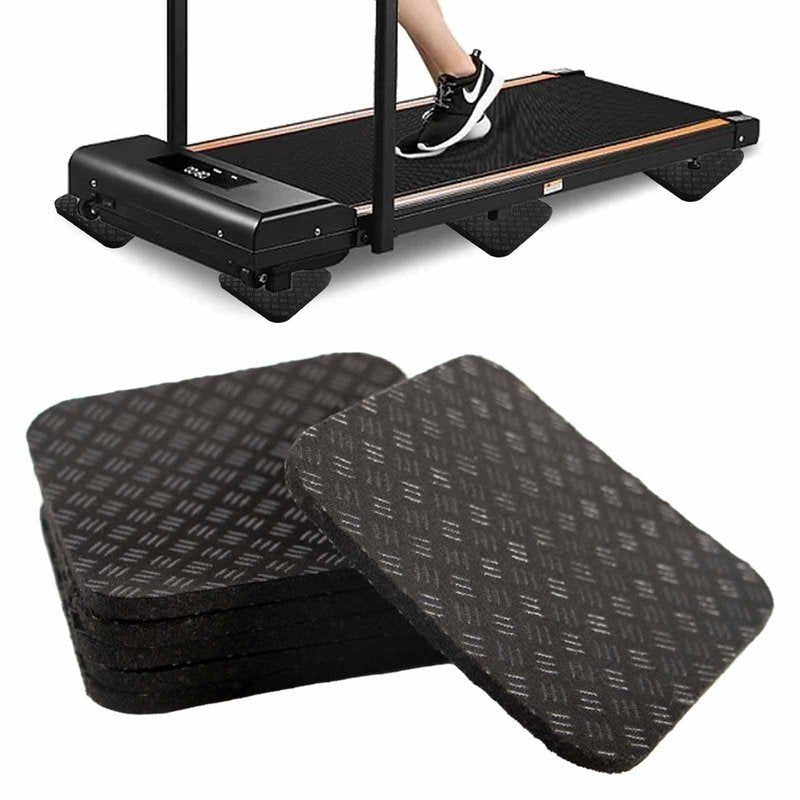 4PCS Non-Slip Treadmill Mat Pads, 4x4 Inch High Density Silicone Exercise Equipment Mat - Double-Sided Anti Vibration Pad for Treadmill, Walking Pad, Exercise Bike, Floor Protection (Square, 4 PCS)