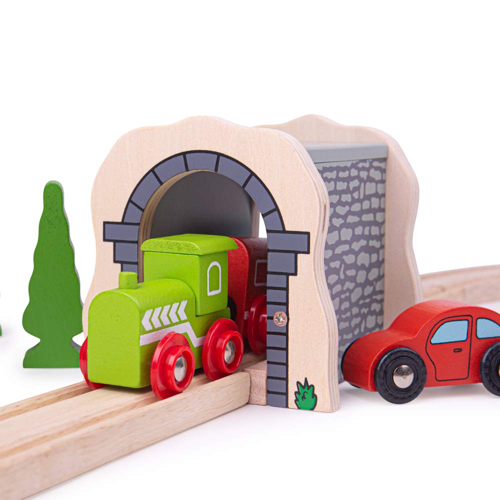 Bigjigs Rail Grey Stone Tunnel, Wooden Train Track Accessories, For Kids
