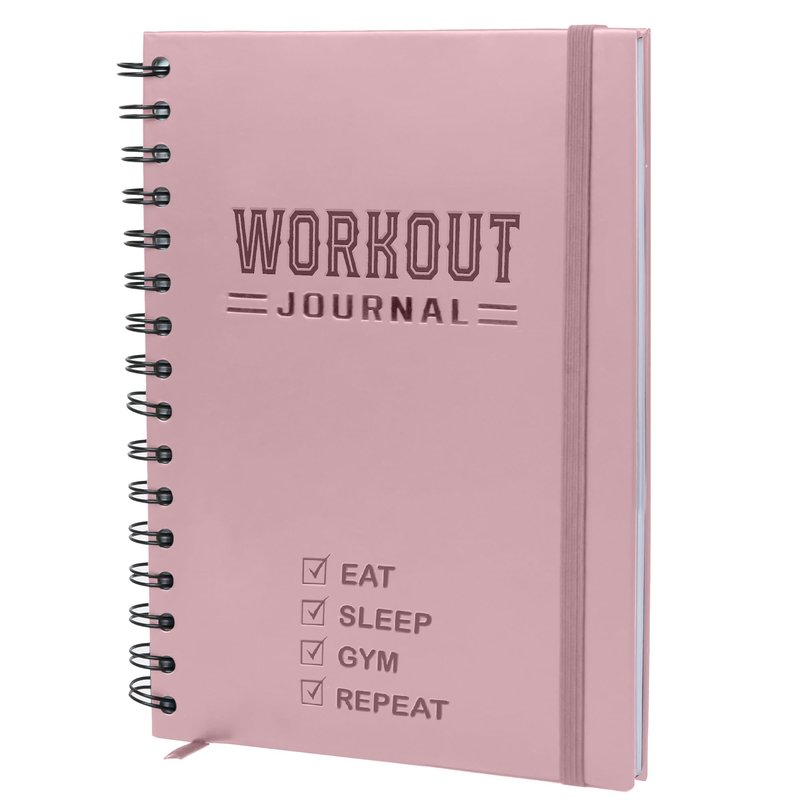 Nextnoid Hardcover Workout Planner Fitness Journal for Women & Men - A5 Sturdy Workout Log Book to Track Gym & Home Workouts - Pink