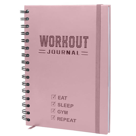 Nextnoid Hardcover Workout Planner Fitness Journal for Women & Men - A5 Sturdy Workout Log Book to Track Gym & Home Workouts - Pink