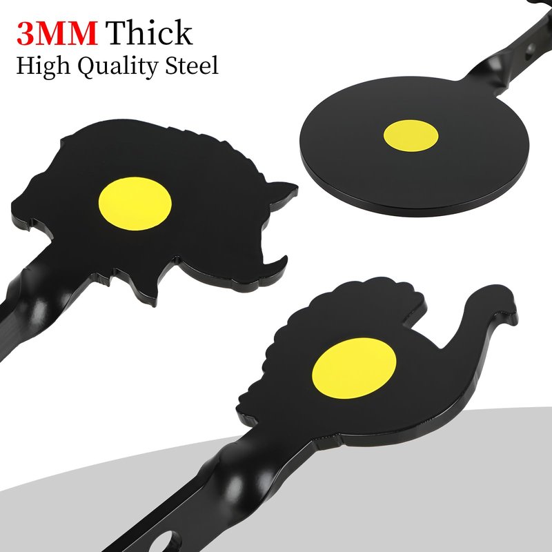 Danoib BB Gun Targets, Metal Spinning Shooting Targets with Auto Reset - Deer, Bird, Turkey, Wild Boar Silhouette for Air Rifles, BB Guns, Slingshots, Backyard Training (4 Pack)