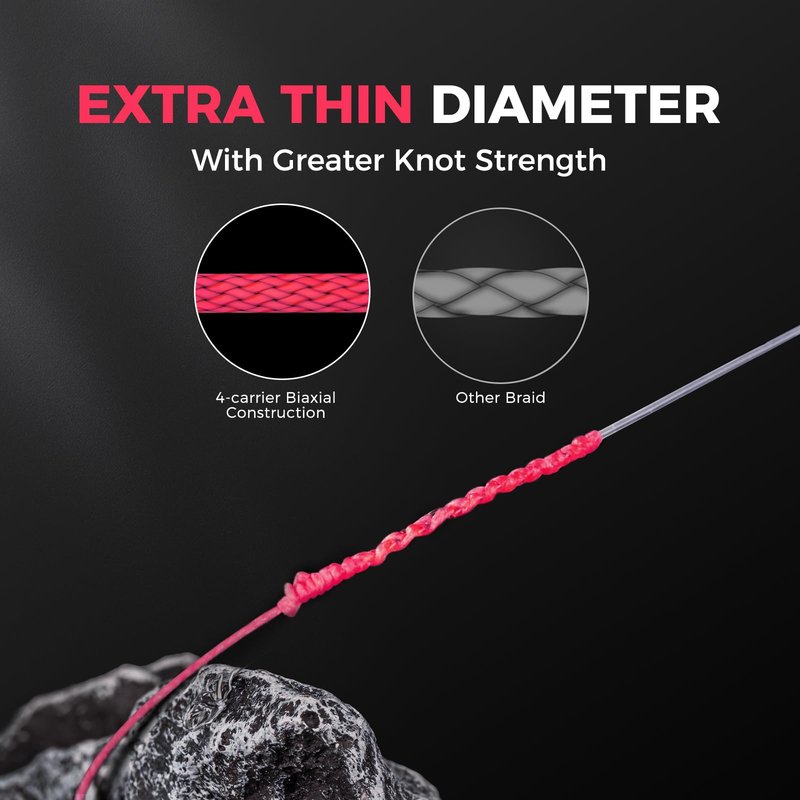 KastKing Destron Braided Fishing Line, Pink, 4 Stands, 50LB, 600Yards