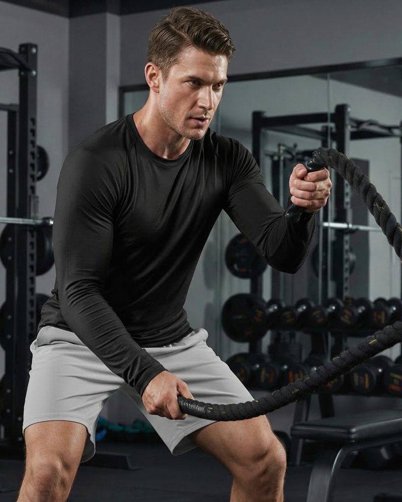 MAGCOMSEN Shirts for Men Long Sleeve UV Shirts Sun Shirts Swim Shirt Rashguard Workout UPF 50 Shirts Black,3XL