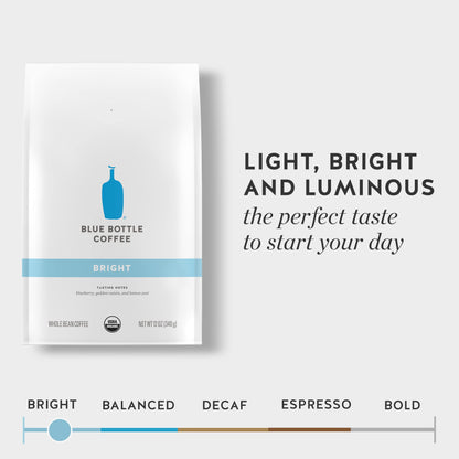 Blue Bottle Whole Bean Organic Coffee, Bright, Light Roast, 12 Ounce Bag (Pack of 1)