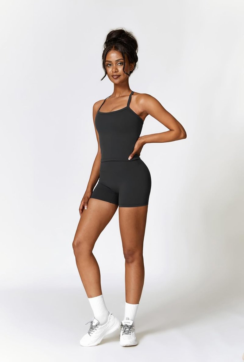 Two Piece Workout Sets for Women - Tank Top & High Waist Booty Lifting Shorts | Gym Yoga Activewear