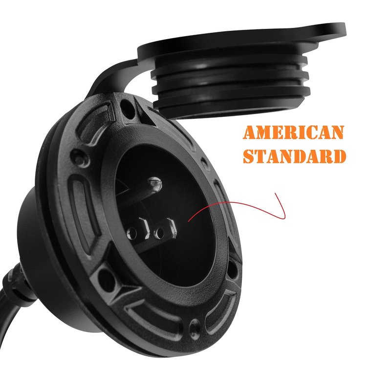 JacEnergy RV Shore Power Inlet Charger Plug 15 Amp AC Port Plug 125 Volt Power Inlet Socket and Waterproof RV Electrical Outlet Receptacle Box Integrated Outdoor Extension Cord for Trailer Plug.