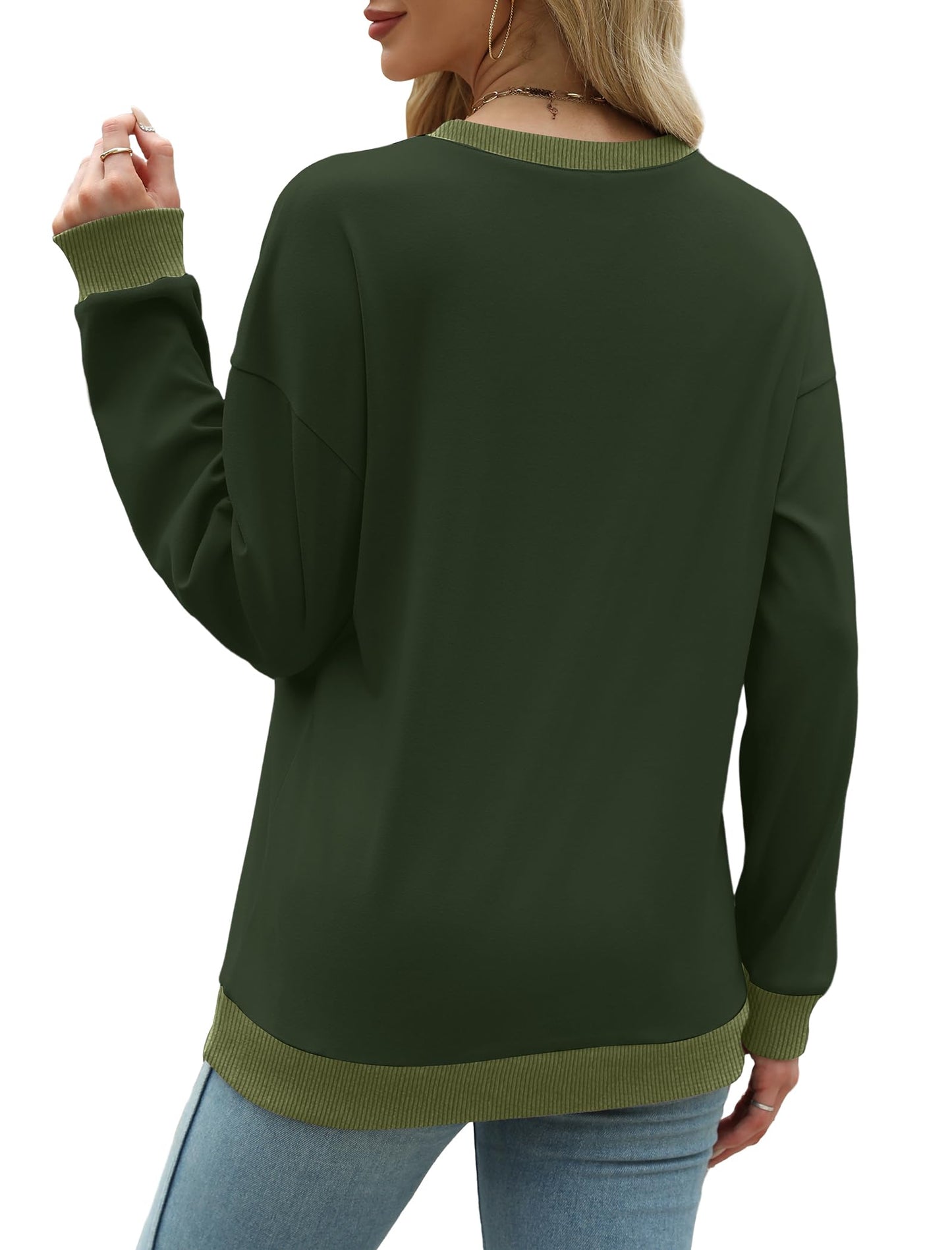Saloogoe Womens Tops Trendy 2025 Long Sleeve Loose Fit Sweatshirts Ugly Christmas Sweaters 2025 Outfits Christmas Shirts Green St Patricks Day XL