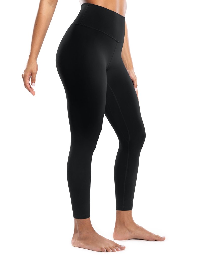 ENERBLOOM Workout Leggings for Women Yoga Pants 7/8 High Waisted Athletic Tights Silky Feeling Soft 25" Gym Activewear Lounge Black Medium