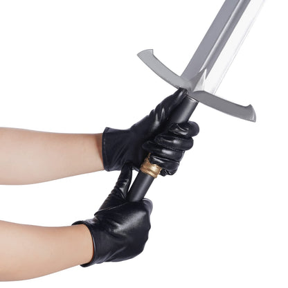 Rbenxia 1 Pair of Black Shiny Metallic Spandex Gloves Faux Leather Cropped Gloves for Halloween Cosplay Costume Party Favors