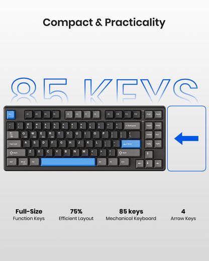 Wireless Mechanical Keyboard,Gasket Mounted with Creamy Sound,Bluetooth/2.4GHz/USB-C,Custom Hot Swappable,RGB Backlit,75% Compact Layout for Gaming/Typing/Win/Mac/PC (Retro Beige,Linear Switch)