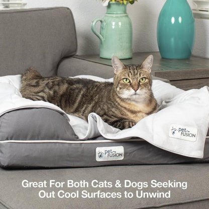 PetFusion Premium Cat and Dog Cooling Blanket - Lightweight, Machine Washable, Modern Design for Summer - Grey - XL (46 x 60 cm)