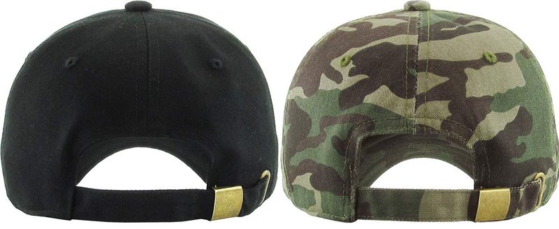 KBETHOS Classic Cotton Dad Hat Bundle Adjustable Unconstructed Plain Cap (One Size, Black + Camo (2 Pack))