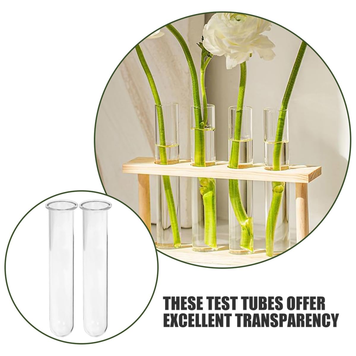 GAROZATION 4pcs Glass Hydroponic Vase Test Tubes 2.5x3x18cm Desktop Propagation Station Plant Terrarium Tubes Glass Planter for Home Décor