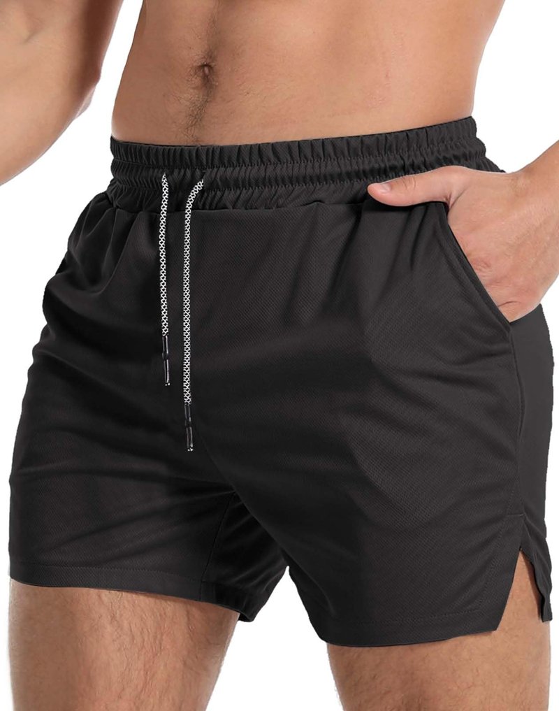 Aolesy Men's 2 Pack Gym Workout Shorts 5 Inch Lightweight Bodybuilding Athletic Shorts Running Training with Zipper Pockets & Towel Loop