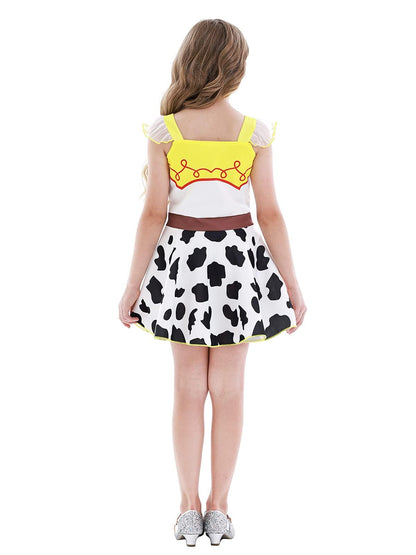 Jurebecia Toddler Girls Princess Costume for Princess Cowgirl Dress up Birthday Outfit Halloween Christmas Costumes Cosplay Role Play Ruffle Sleeve Dress Size 2T/1-2Years