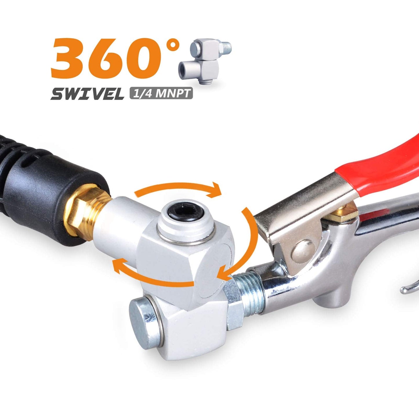 FYPower 22 Pieces Air Compressor Accessories kit, 3/8 inch x 25 ft Hybrid Air Compressor Hose Kit, 1/4" NPT Quick Connect Air Fittings, Tire Inflator Gauge, Heavy Duty Blow Gun, Swivel Plugs