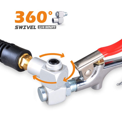 FYPower 22 Pieces Air Compressor Accessories kit, 1/4 inch x 25 ft Recoil Poly Air Compressor Hose Kit, 1/4" NPT Quick Connect Air Fittings, Tire Inflator Gauge, Blow Gun, Swivel Plugs