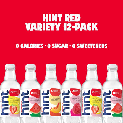 Hint Bottled Water, Red & White Variety Pack Bundle - Purified Flavored Water with Zero Calories, Sugar Free, Natural Flavors - 16 Fl Oz (Pack of 24)