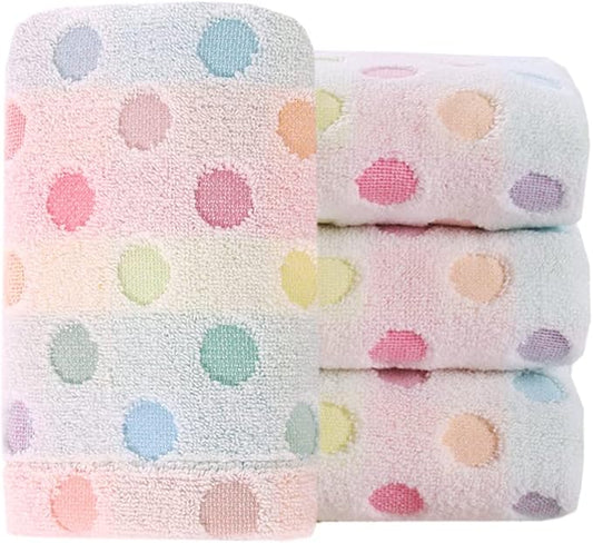 Pidada Hand Towels Set of 4 Colorful Polka Dot Pattern 100% Cotton Soft