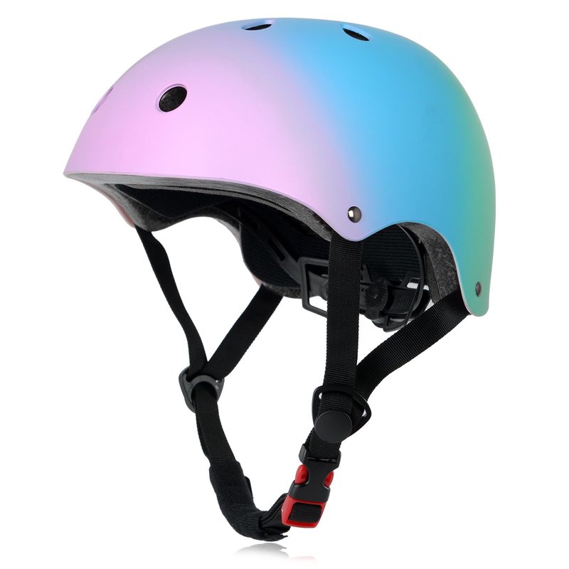 Kids Bike Helmet, Adjustable and Multi-Sport, from Toddler to Youth, 3 Sizes (Pink Blue Green)