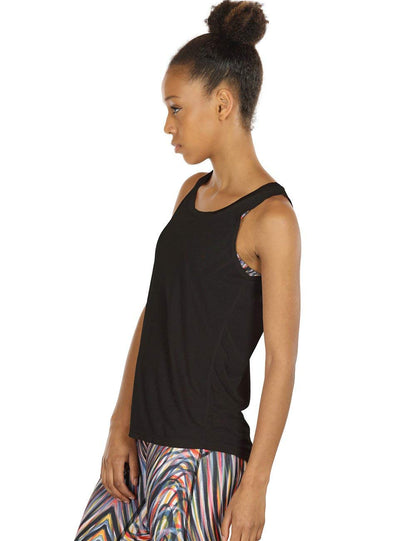 icyzone Open Back Yoga Tops for Women - Activewear Workout Clothes Exercise Fitness Tank Tops Gym Shirts(L, Black)